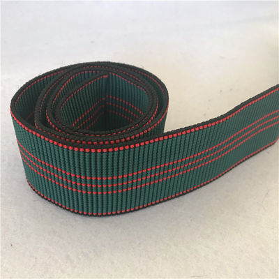 Trung Quốc Dây đai vải có độ đàn hồi cao cho ghế cỏ màu xanh với 5 đường màu đỏ nhà cung cấp